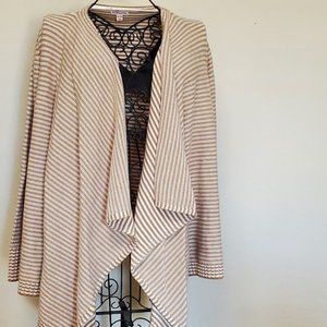 Tan & White Striped, long sleeve, Swing Sweater